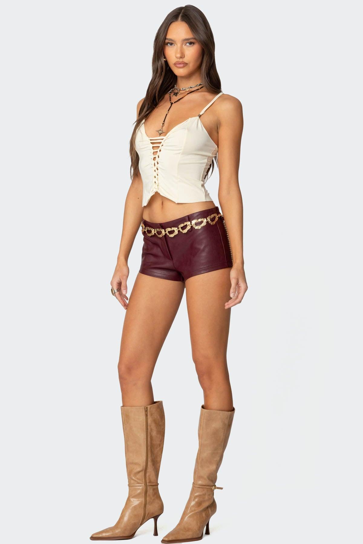 Melaney Faux Leather Micro Shorts Product Image