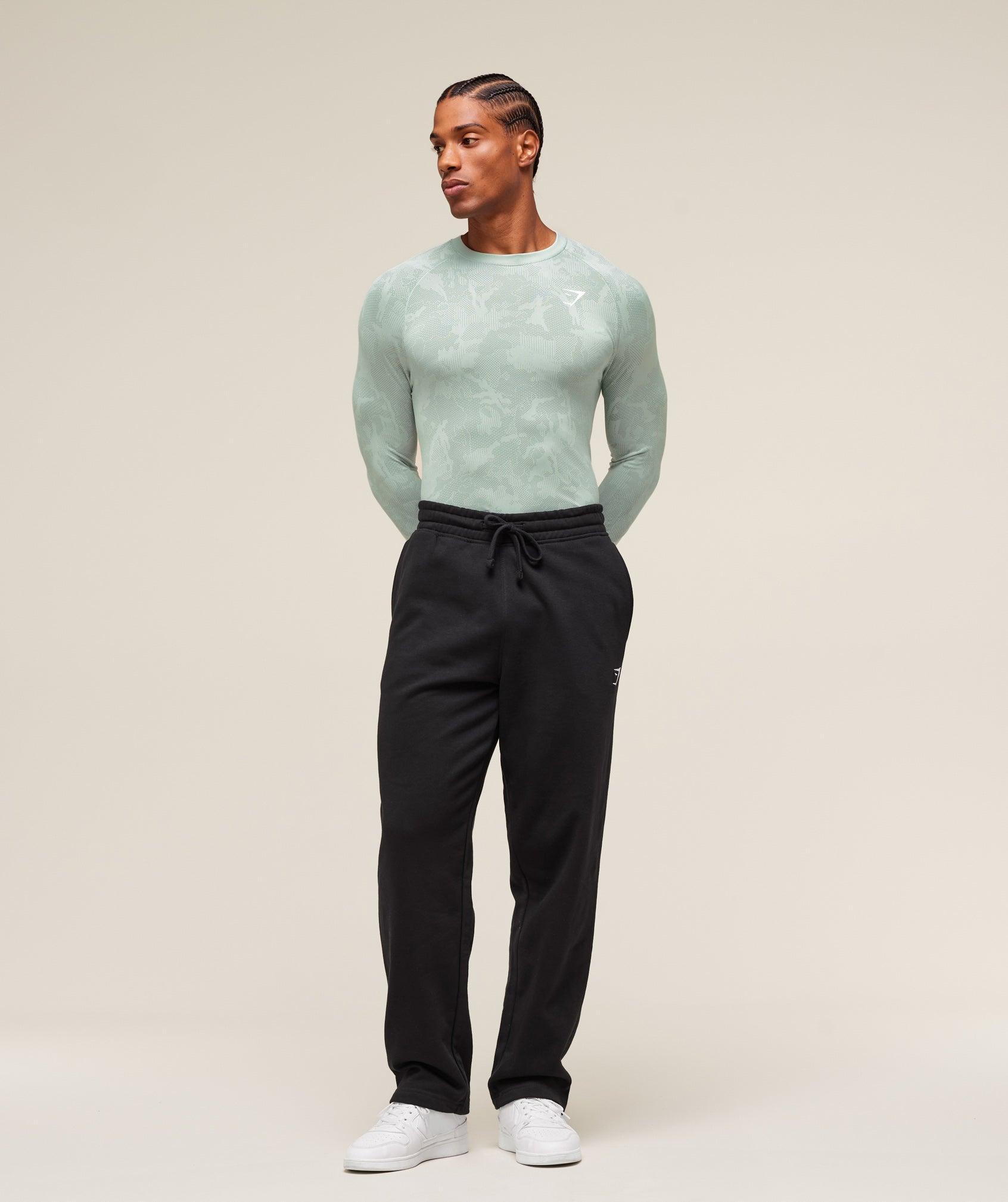 Gymshark Geo Seamless Long Sleeve T-Shirt - Morning Blue/Celeste Blue Male Product Image