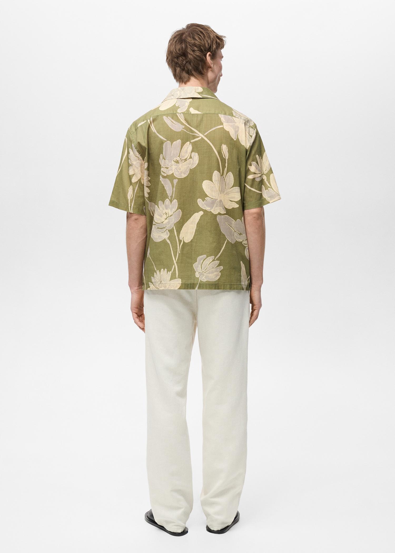 Floral-print cotton shirt - Men | MANGO USA Product Image