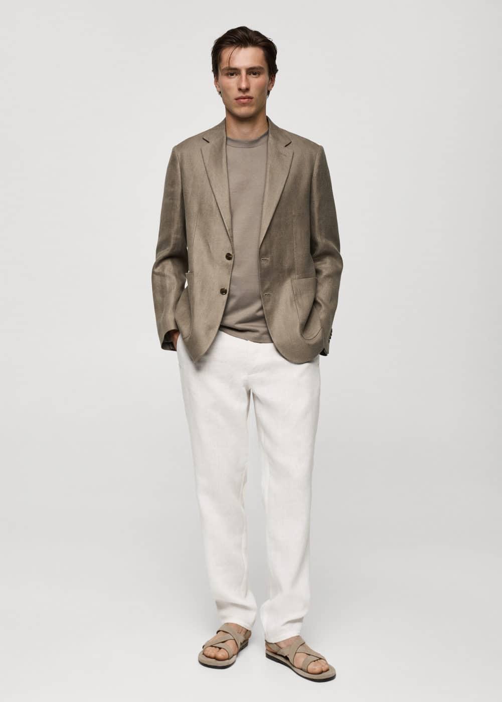 100% linen slim fit blazer - Men | MANGO USA Product Image