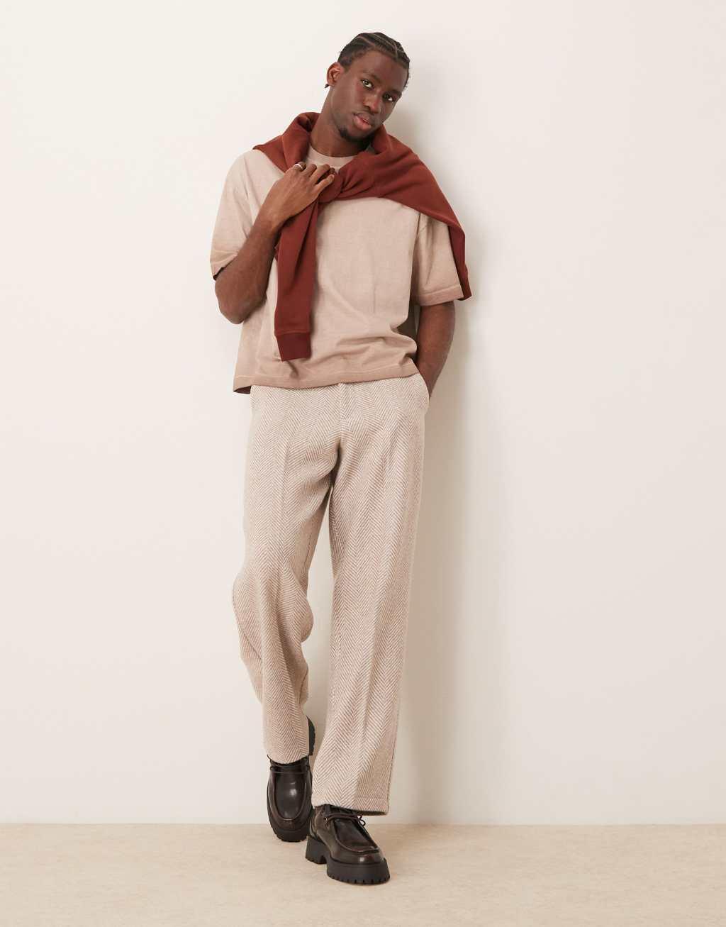 ASOS DESIGN oversized boxy pigment dye T-shirt in washed beige Product Image