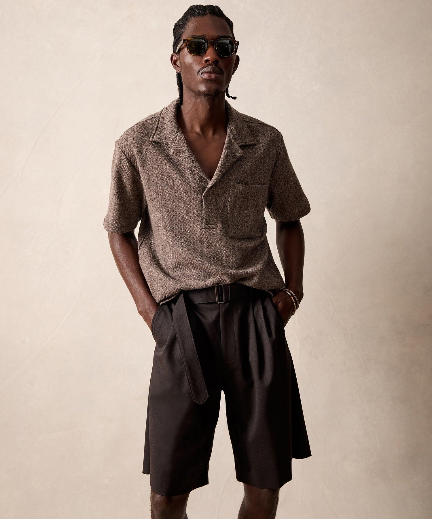 Relaxed Wool-Cotton Herringbone Montauk Polo Product Image