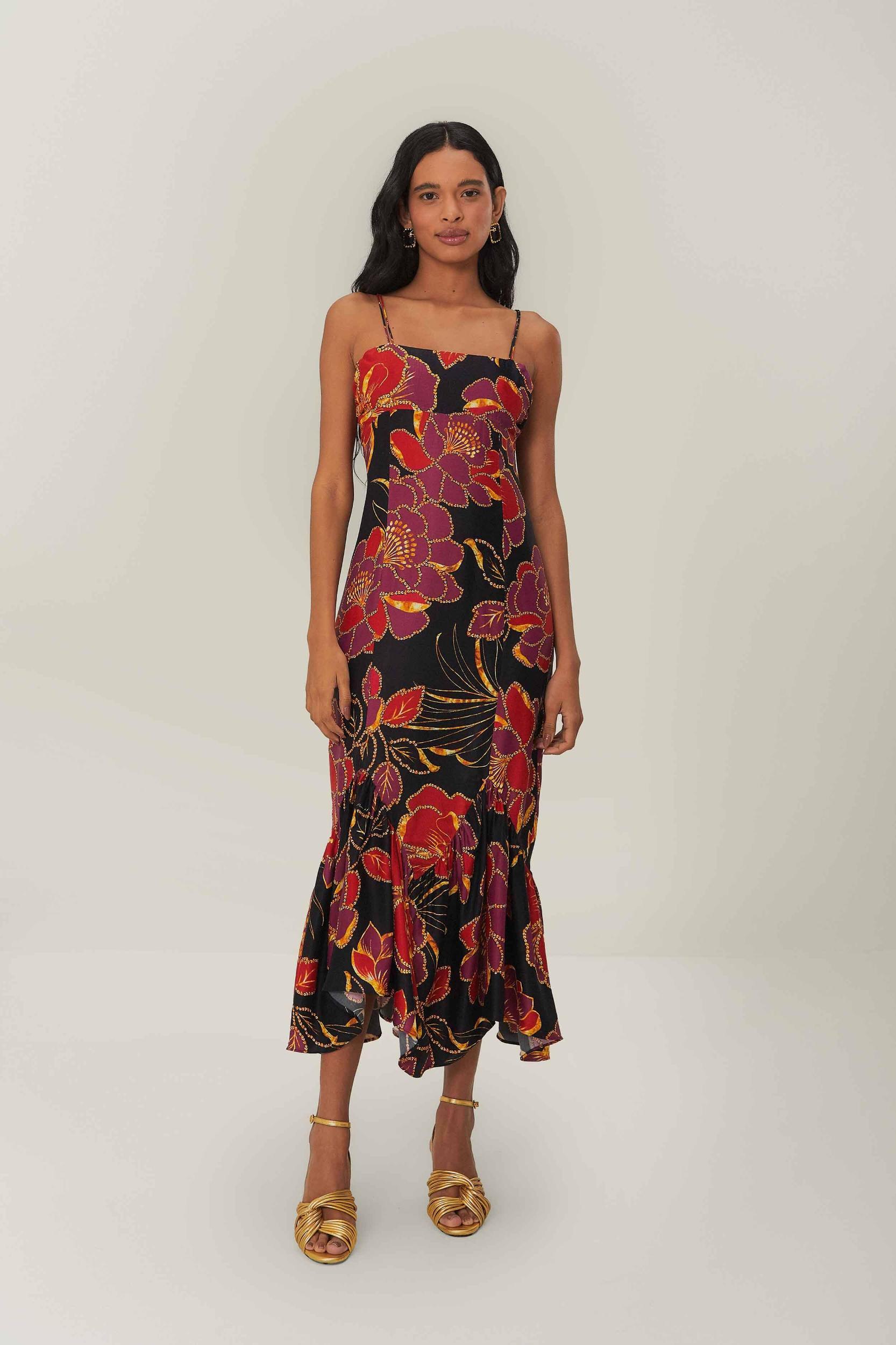 Black Shiny Chita LENZING ECOVERO Maxi Dress, SHINY CHITA BLACK / XXS Product Image