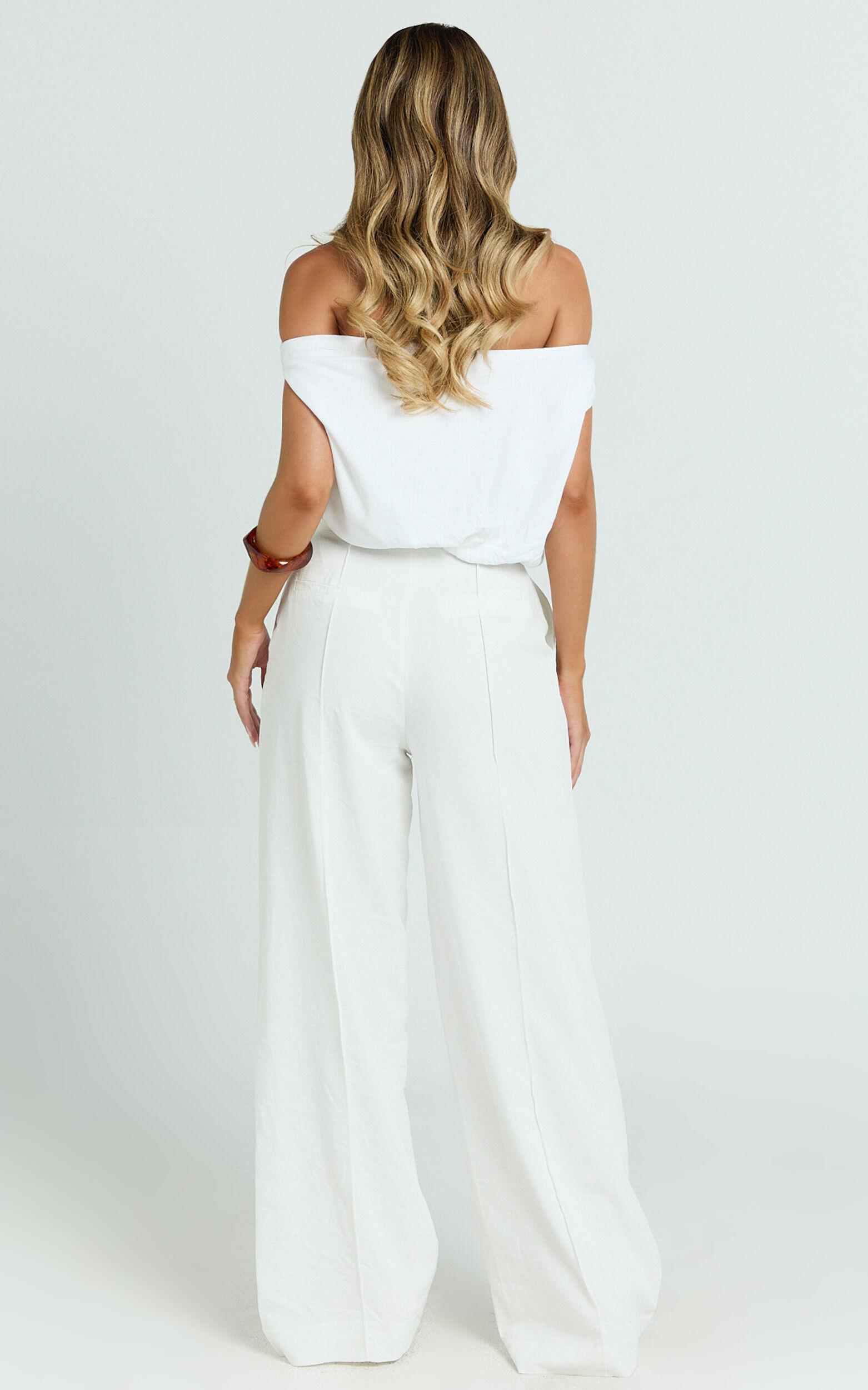 Juniper Pants - Linen Wide Leg Pants in White Product Image