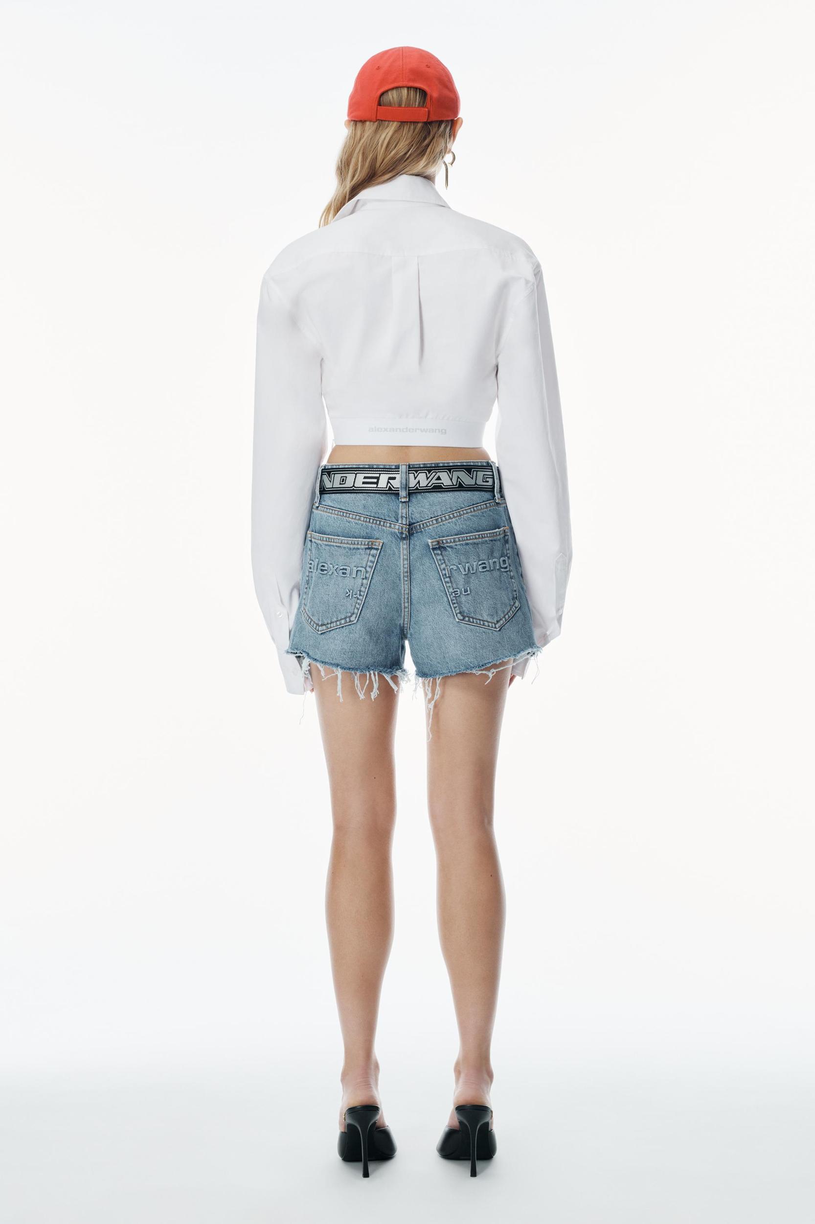 Cropped Shirt In Organic Cotton With Logo Elastic Product Image