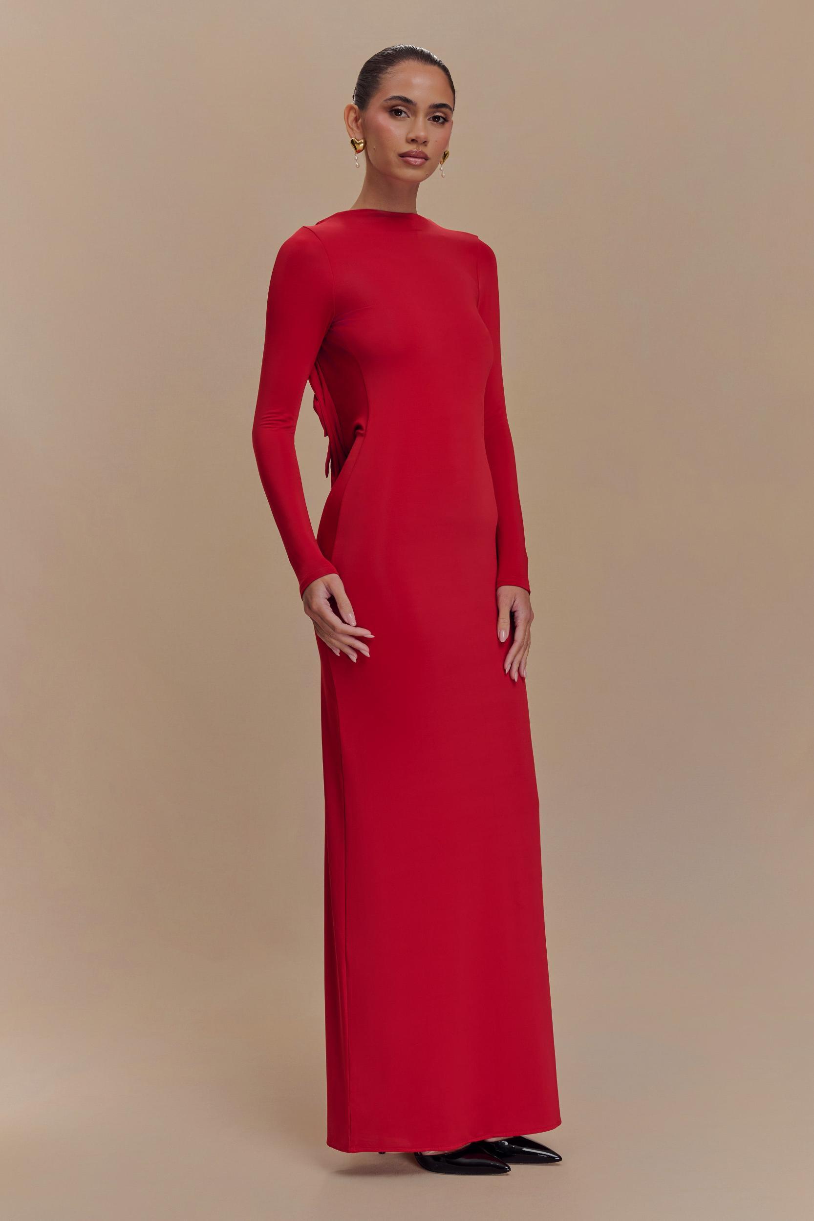 Bennett Slinky Long Sleeve Maxi Dress - Ruby Product Image