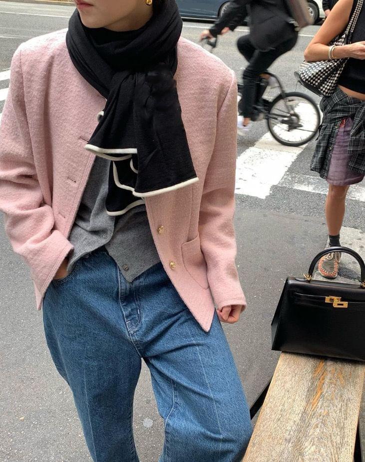 Tweed Button-Up Jacket Product Image