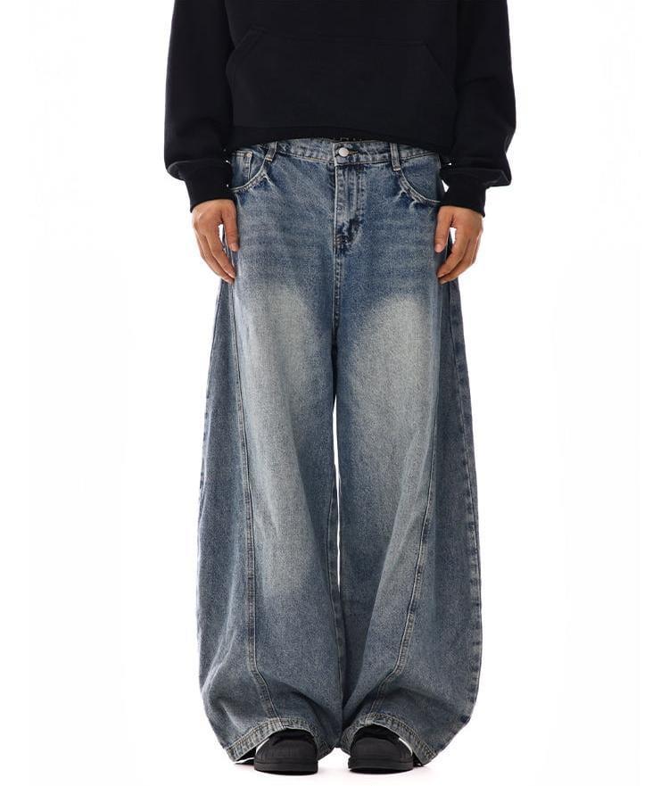 RT No. 12116 RECONSTRUCTED BLUE DENIM SCIMITAR JEANS Product Image
