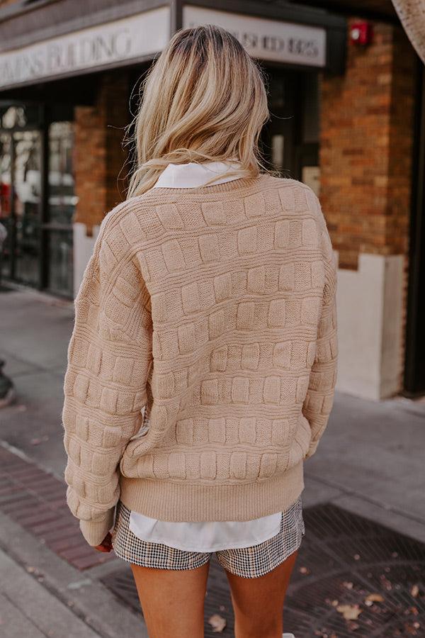 Crackling Fire Knit Sweater in Iced Latte Product Image