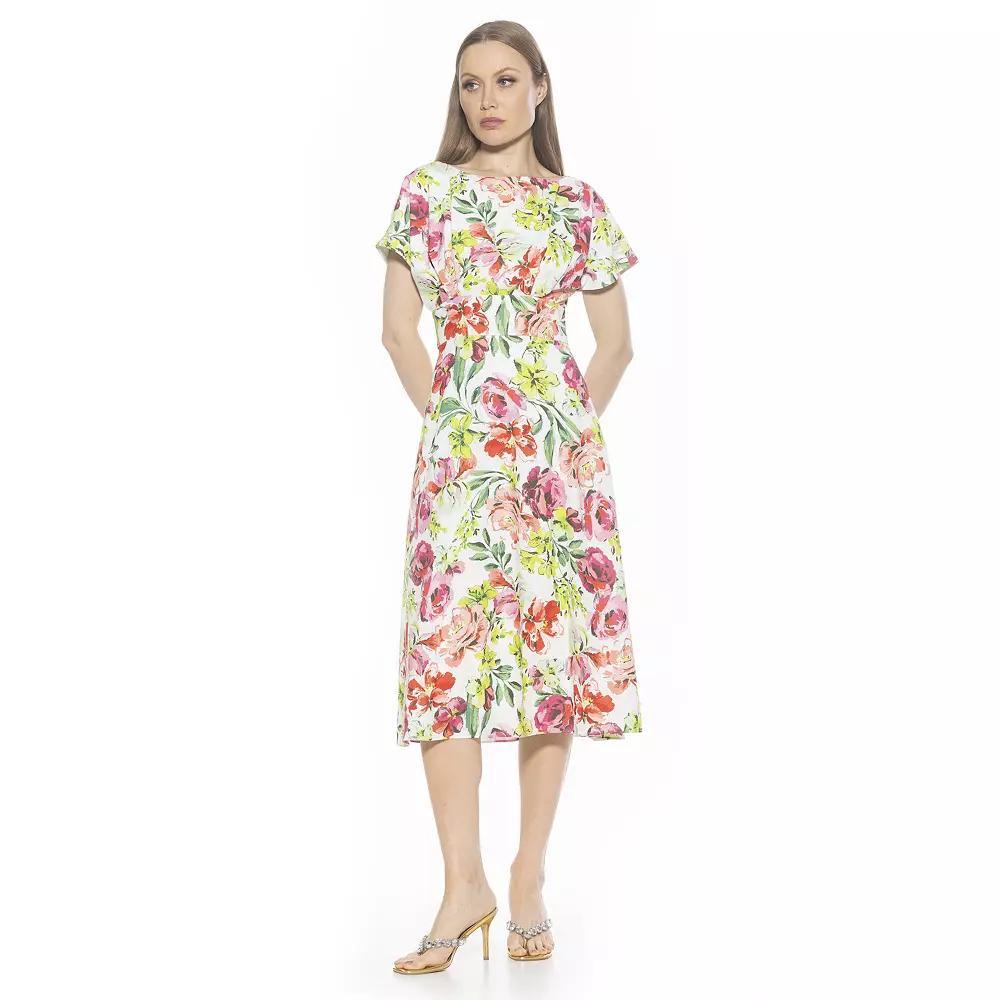 Women's ALEXIA ADMOR Dolman Midi Fit & Flare Dress, Size: 10, Large Floral Product Image
