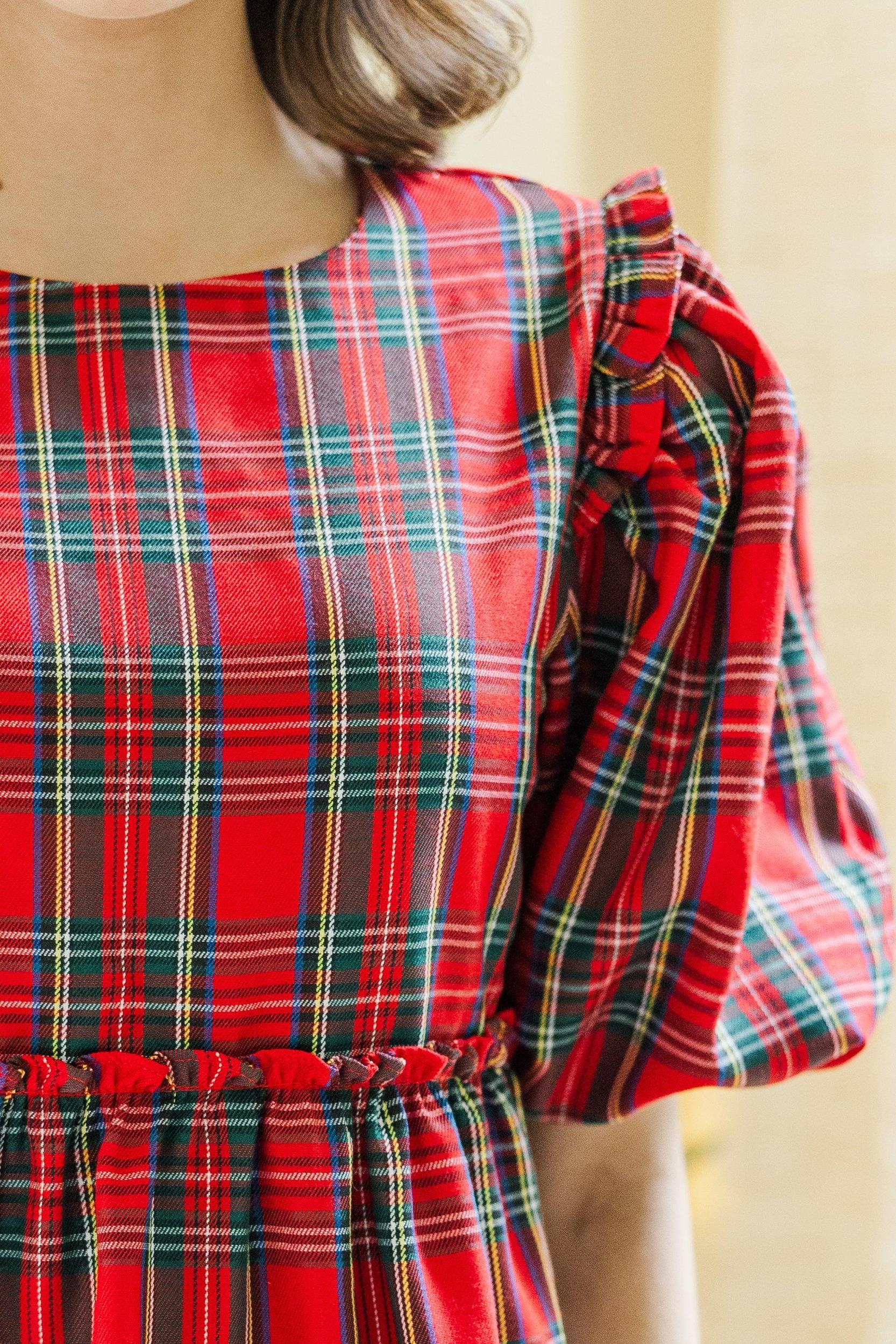 It's All Possible Red Tartan Plaid Babydoll Top Female Product Image