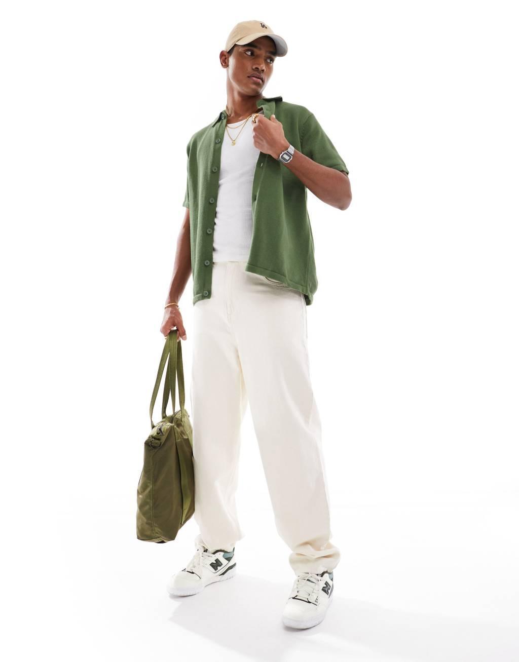 ASOS DESIGN midweight knit cotton button up polo Product Image