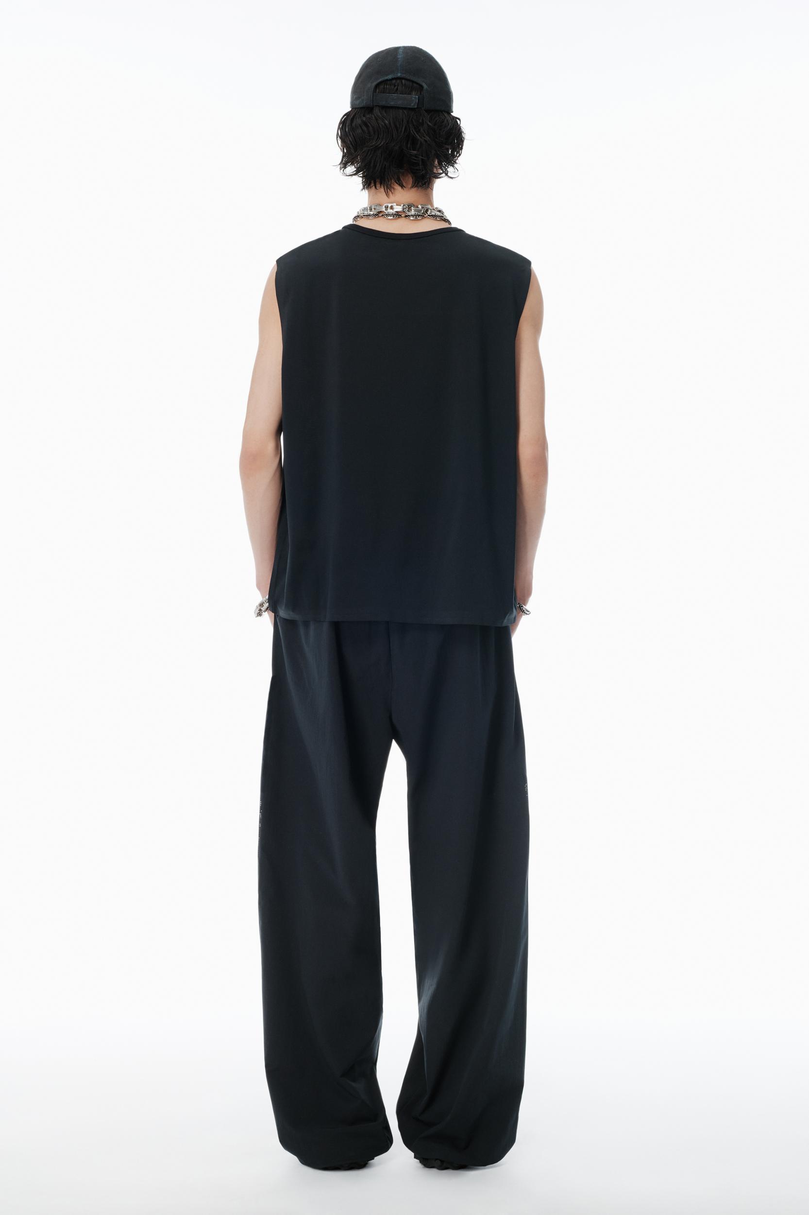 Black Laser-cut Logo Muscle Shirt Product Image