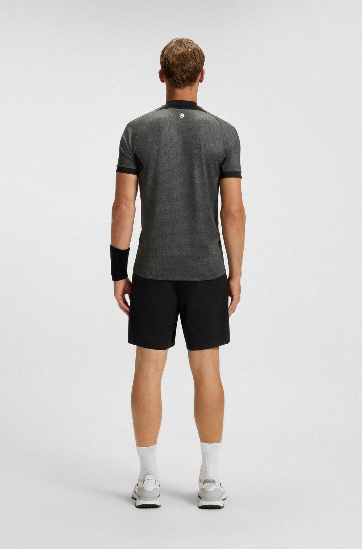 Zip-neck slim-fit polo shirt in mesh jersey Product Image