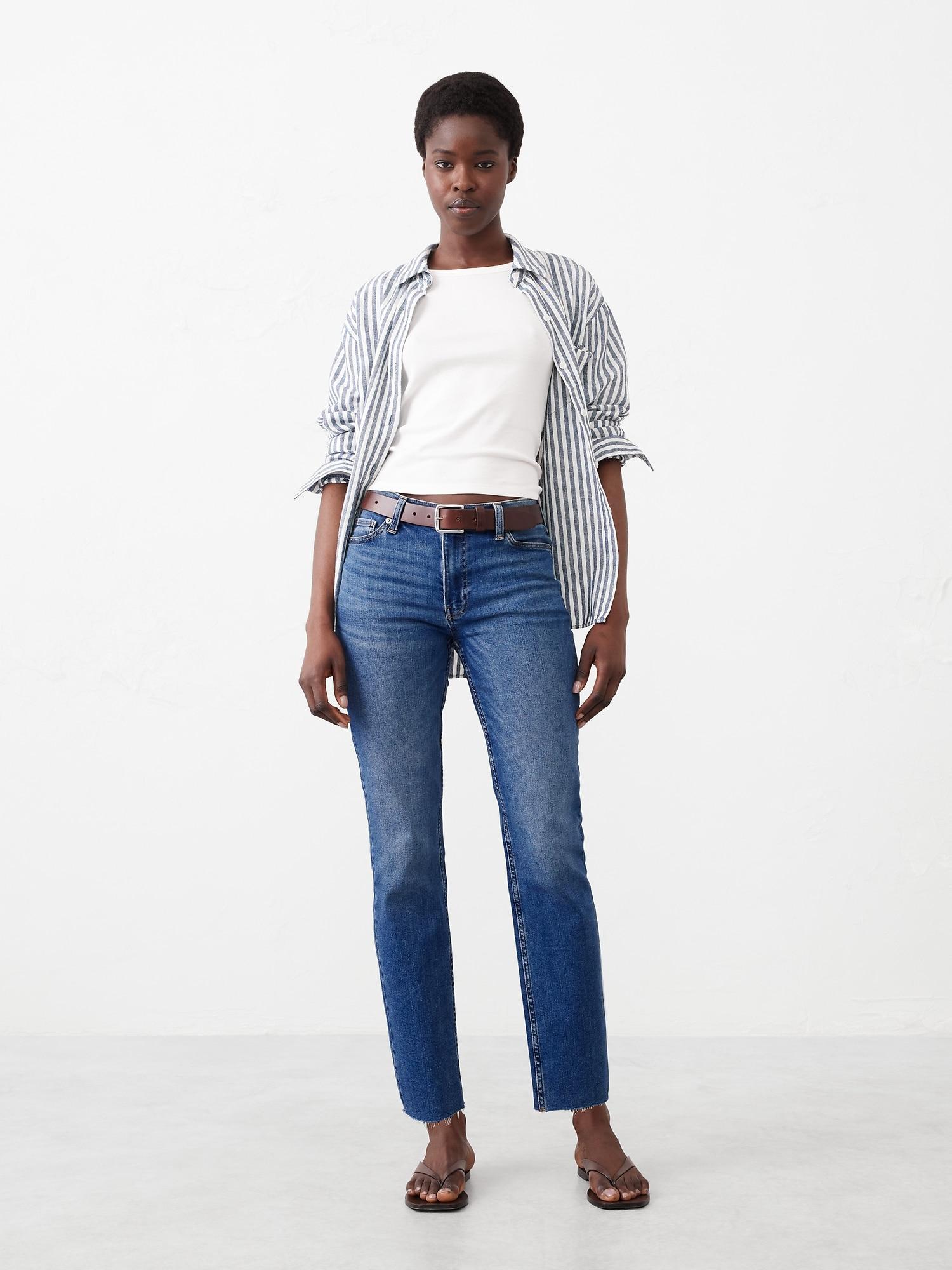 Mid-Rise Slim Raw-Hem Jean Product Image