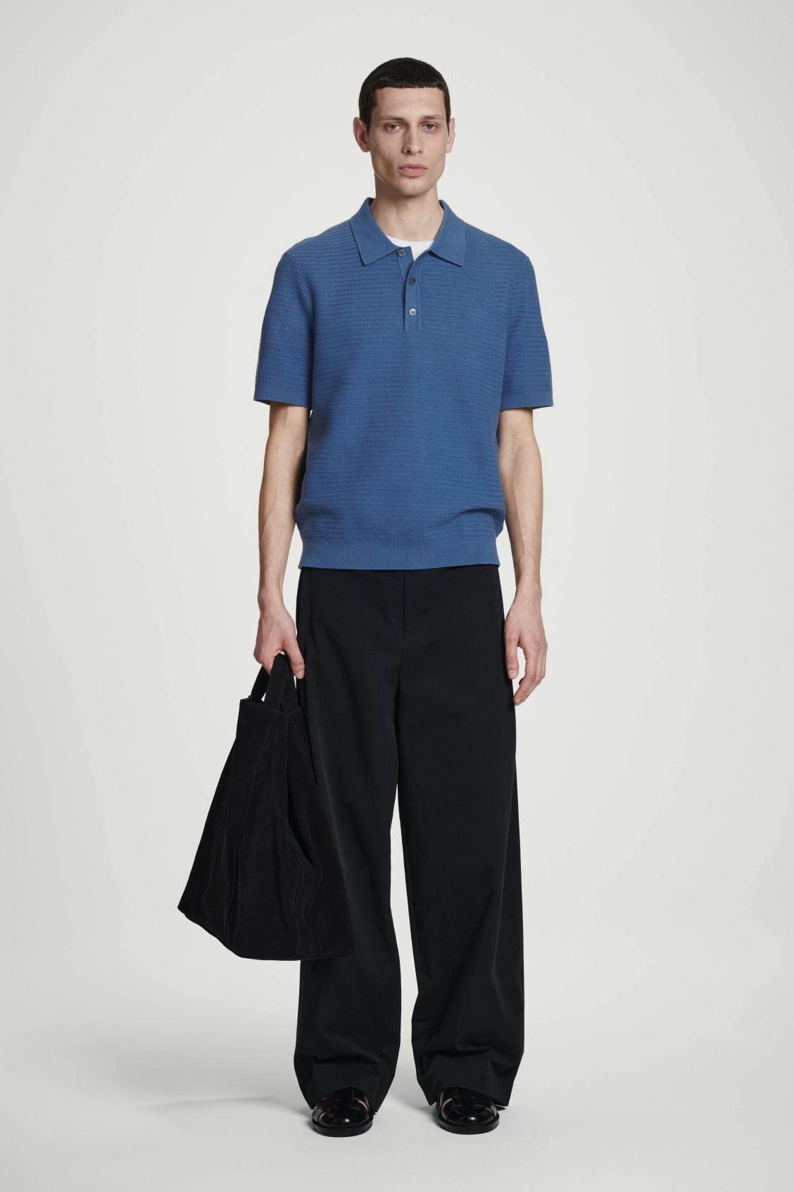 TEXTURED KNITTED COTTON POLO SHIRT Product Image