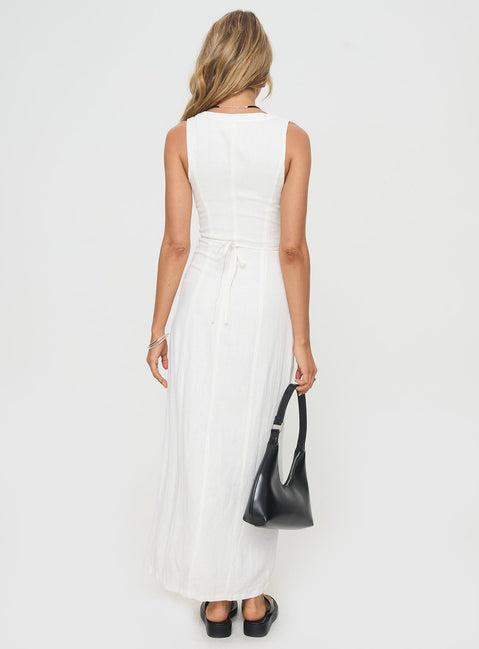 Summer Season Linen Blend Maxi Dress White Product Image