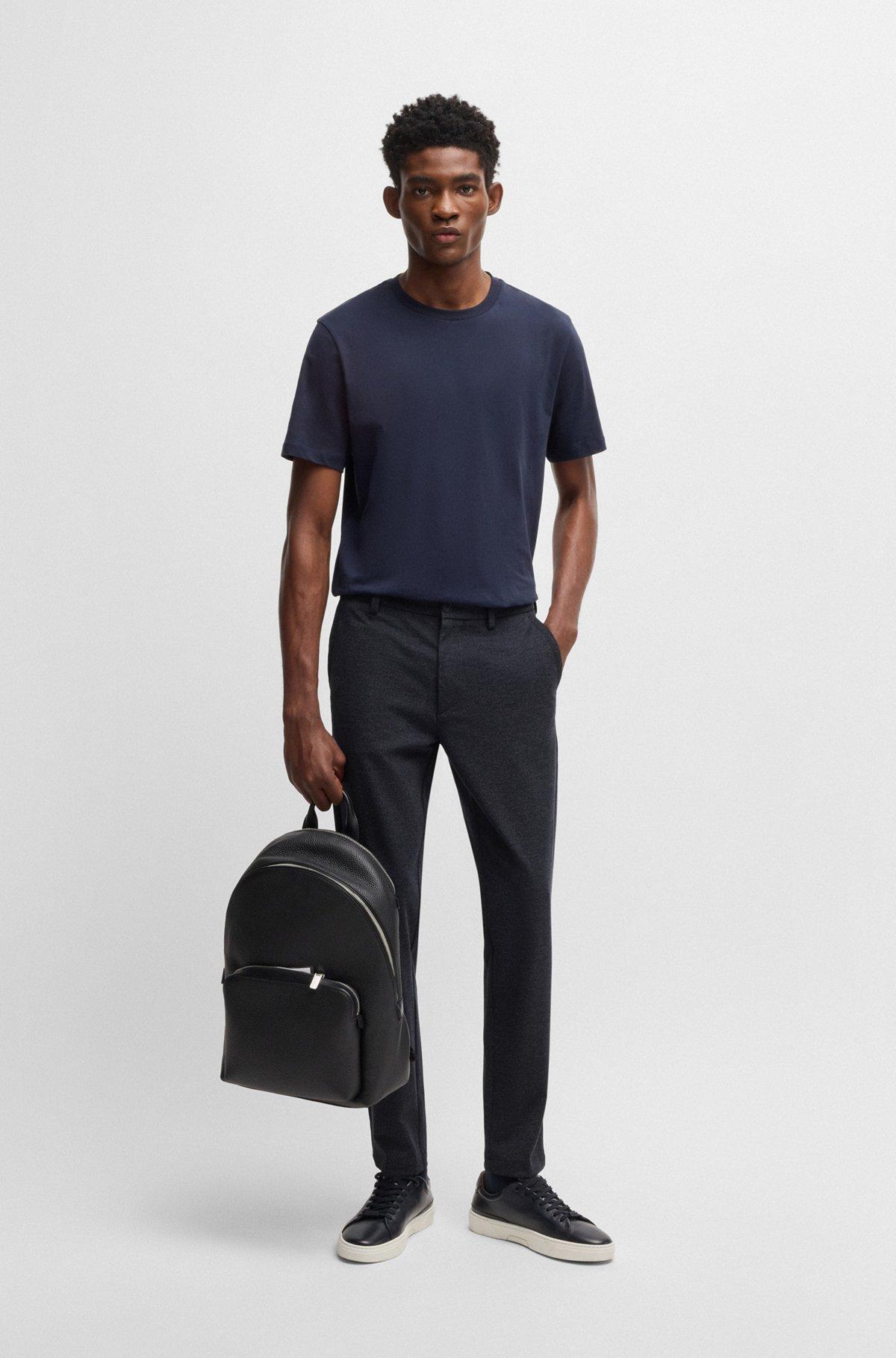 Slim-fit trousers in salt-and-pepper stretch jersey Product Image