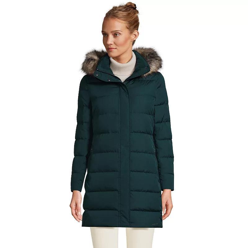 Petite Lands' End Faux-Fur Hood Down Winter Coat, Women's, Size: Medium Petite, Black Product Image