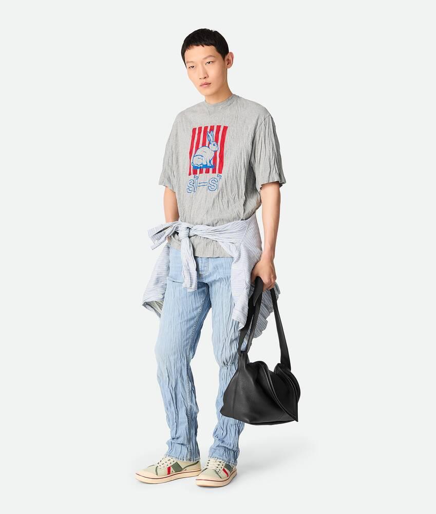 Men's Crushed Cotton Printed Jersey T-Shirt in Light grey melange Product Image