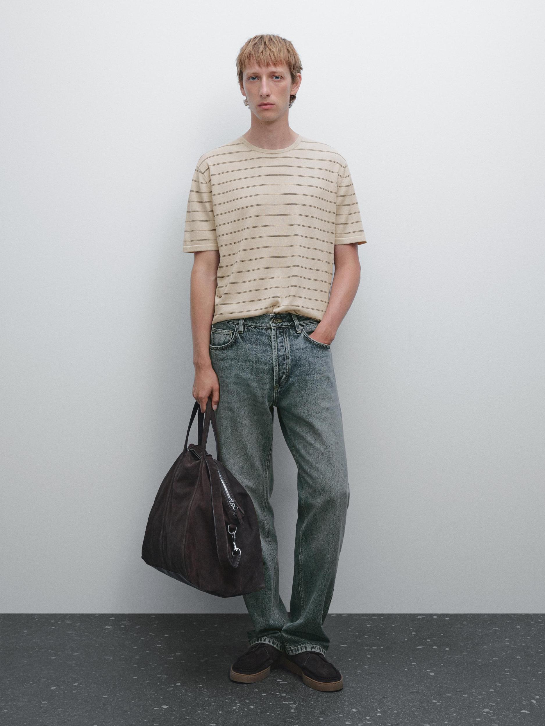 Striped lightweight knit T-shirt Product Image