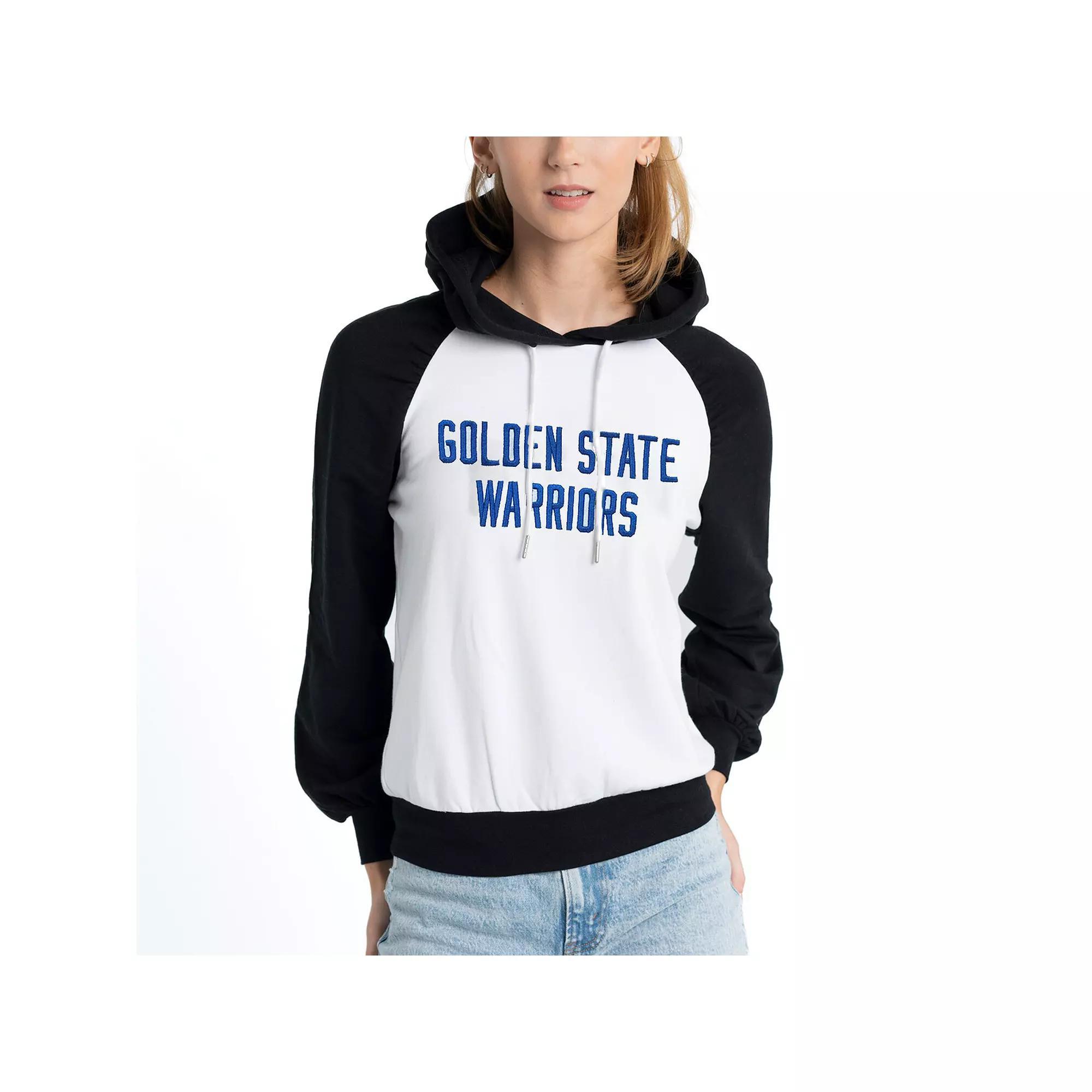 Women's Lusso White Golden State Warriors Marlowe Tri-Blend Raglan Pullover Hoodie, Size: Large Product Image
