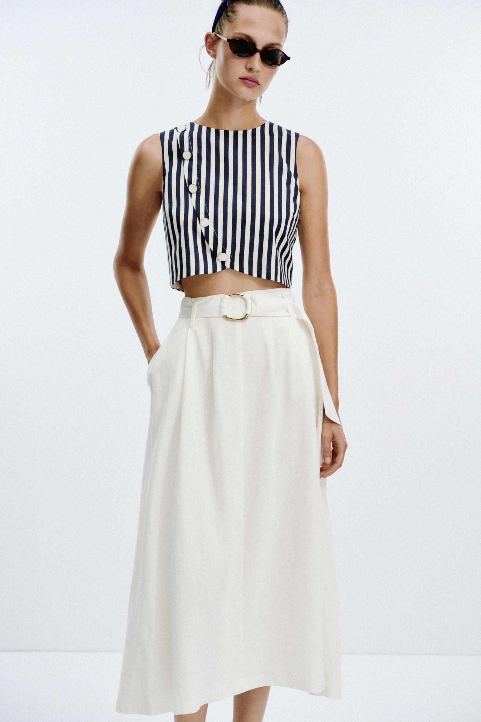 LINEN BELTED COMBINATION MAXI DRESS Product Image