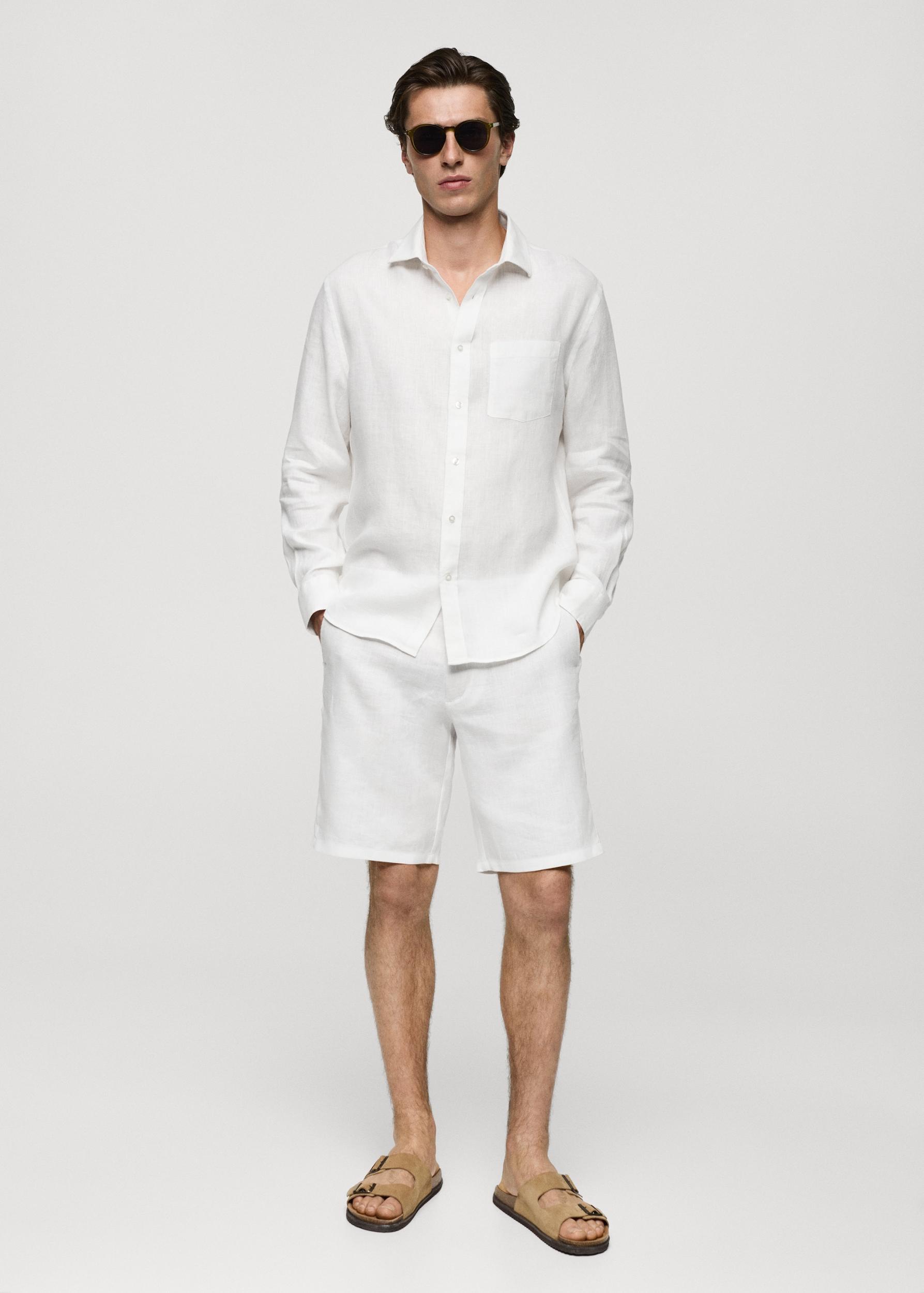 Classic fit 100% linen shirt - Men | MANGO USA Product Image