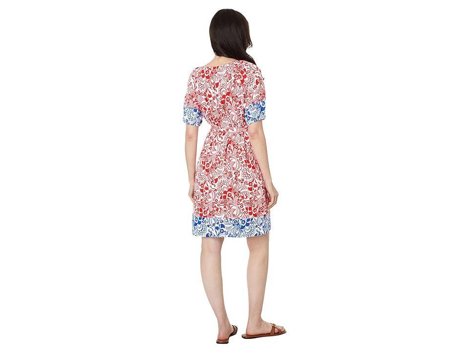 Tommy Hilfiger Floral Puff Sleeve Belated Dress (Bright /Scarlet) Women's Dress Product Image