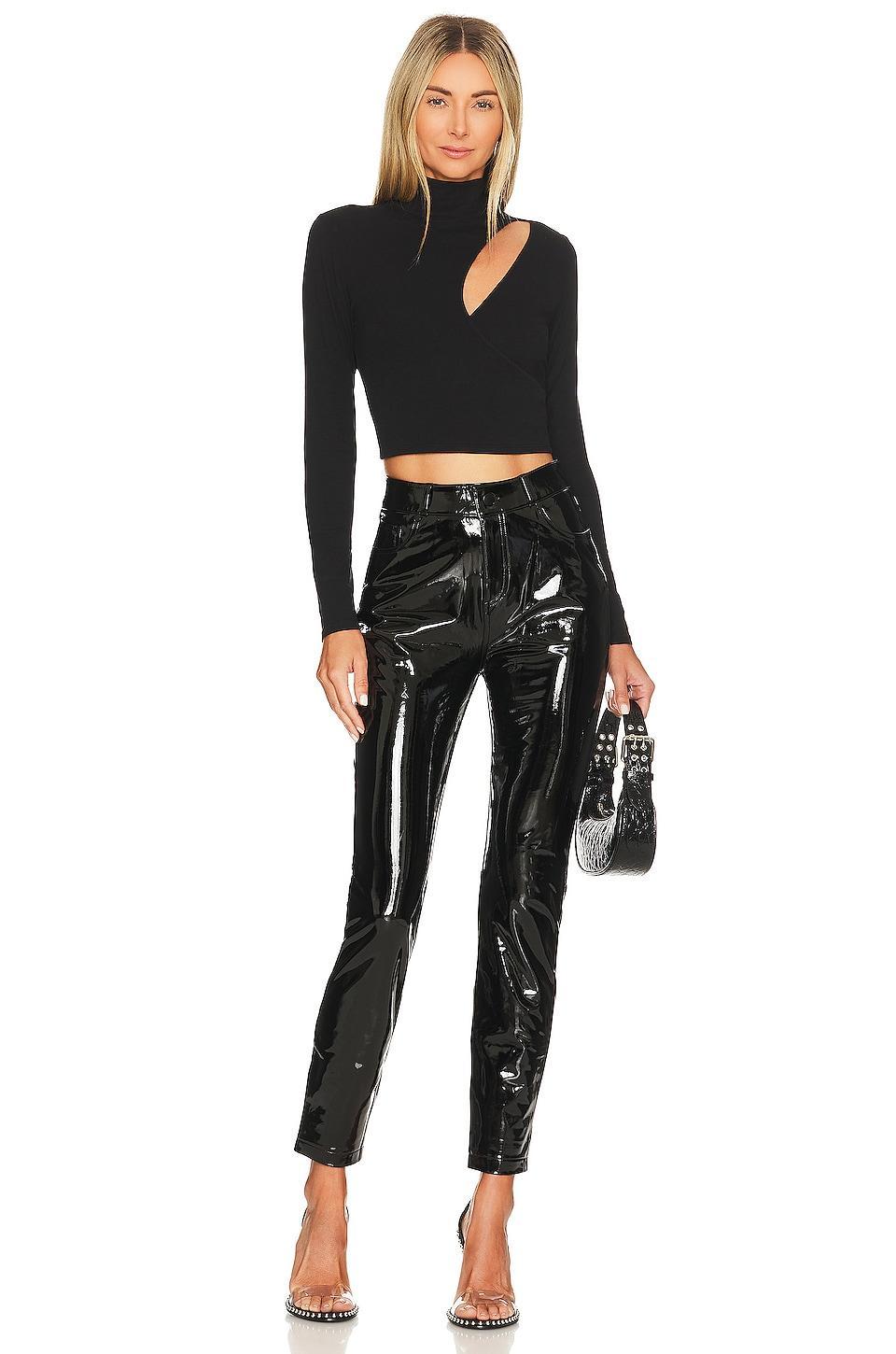 Womens Mid-Rise Faux Patent Leather Skinny Ankle Pants Product Image