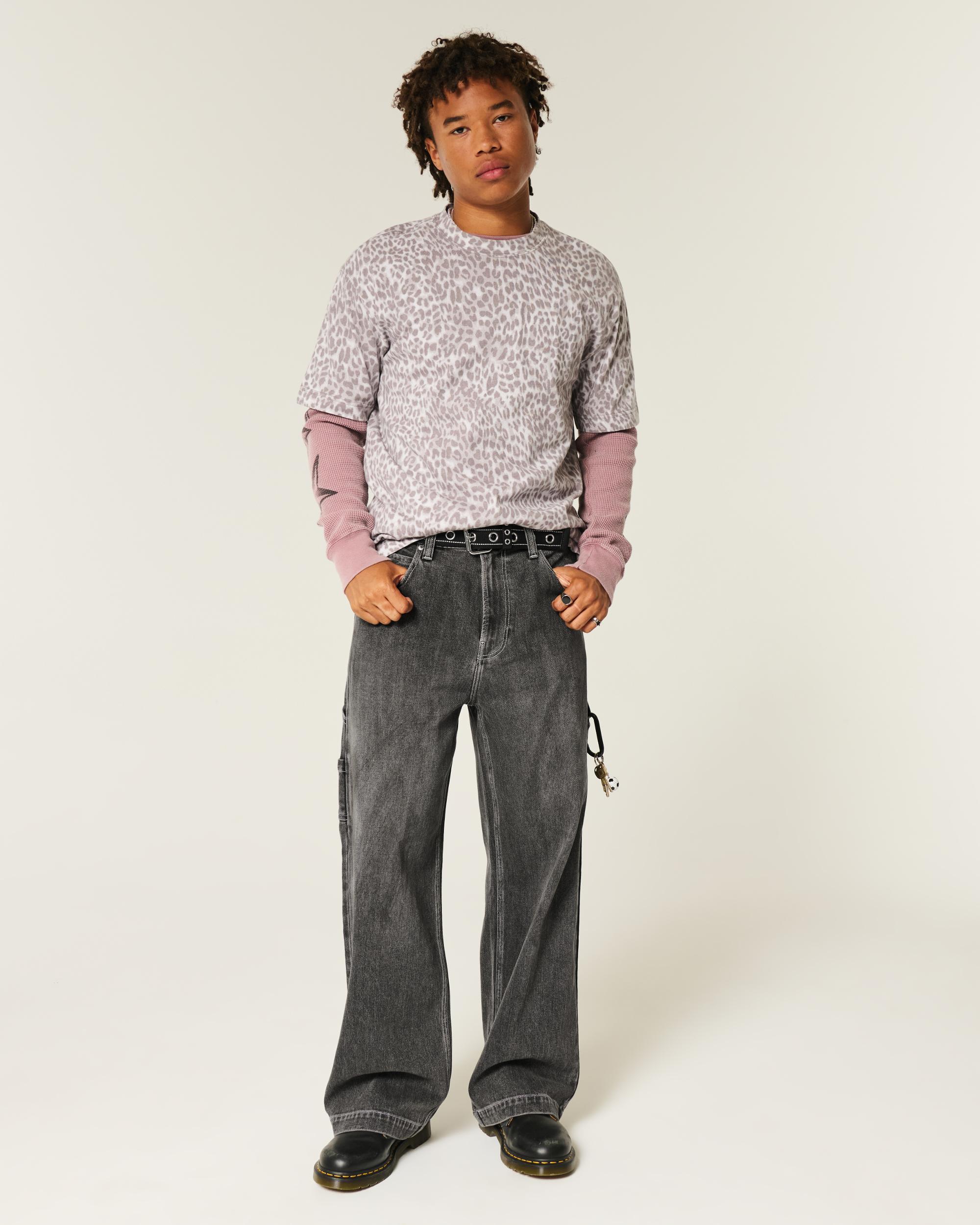 Washed Black Embroidered Super Baggy Jeans Product Image