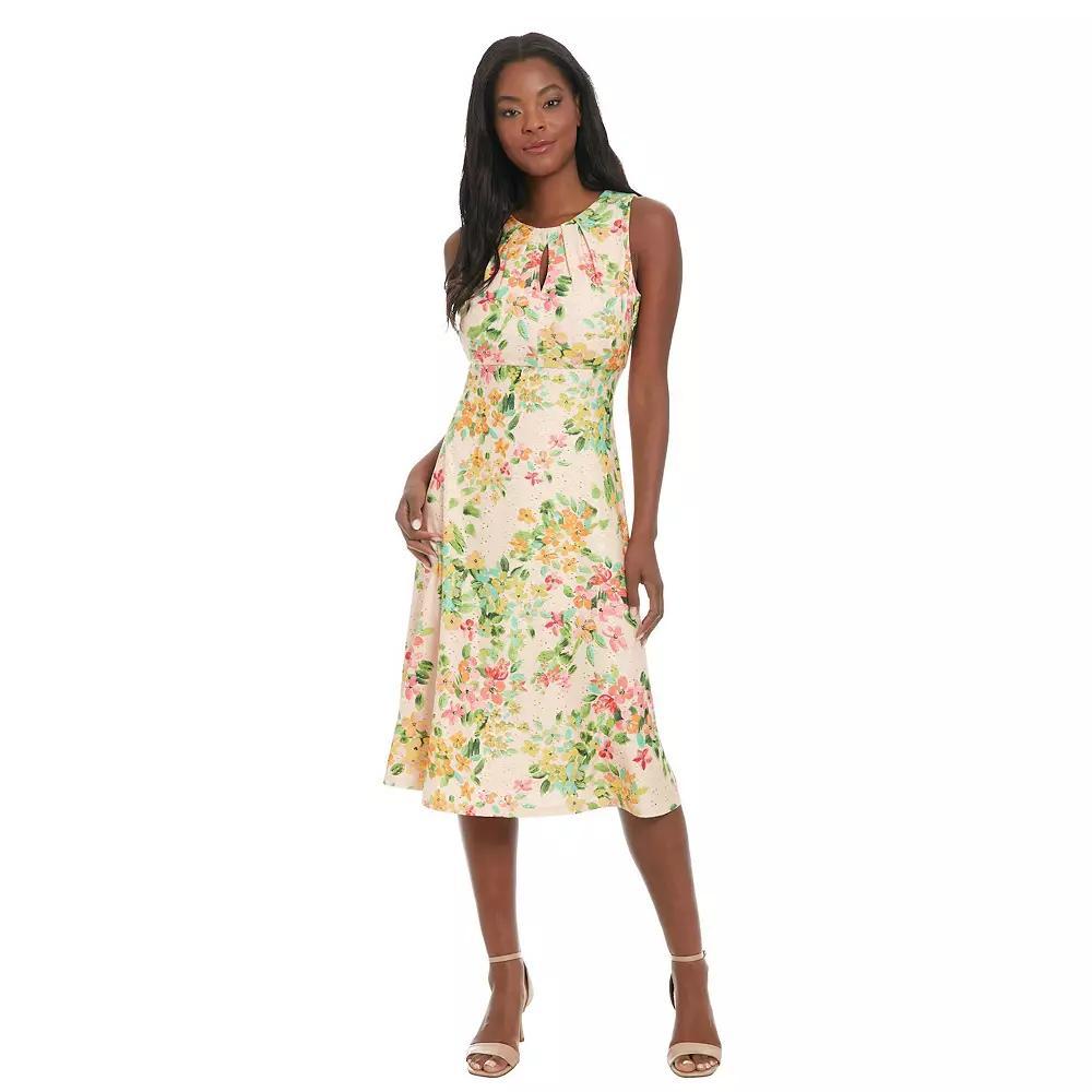 Petite London Times Embroidered Eyelet Keyhole Midi Dress, Women's, Size: 10 Petite, Pink Product Image