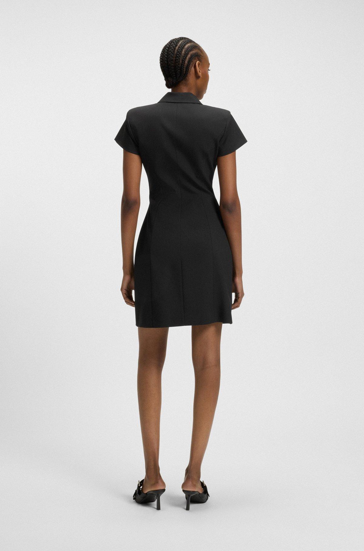 HUGO - Blazer-style dress with contrast lapels - Black Product Image