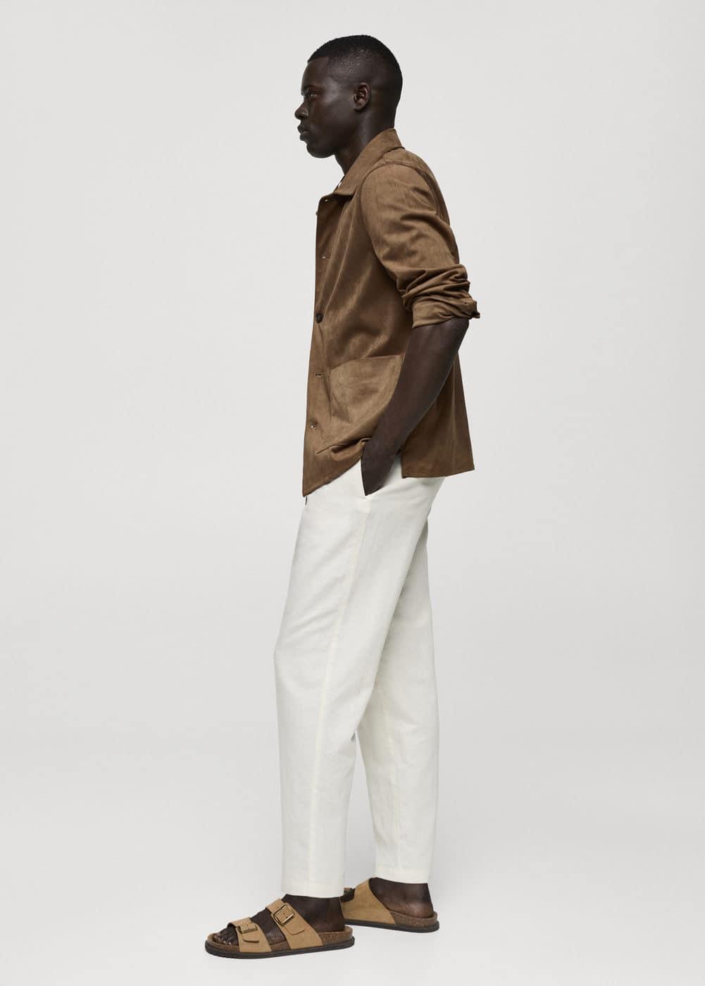 Suede effect overshirt with pockets - Men | MANGO USA Product Image