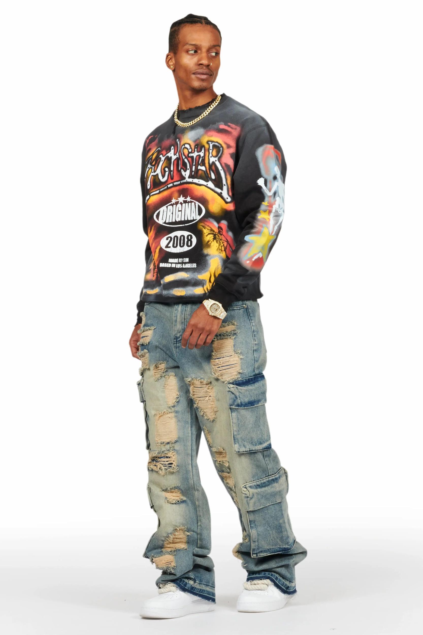 Farren Black Graphic Crewneck Male Product Image