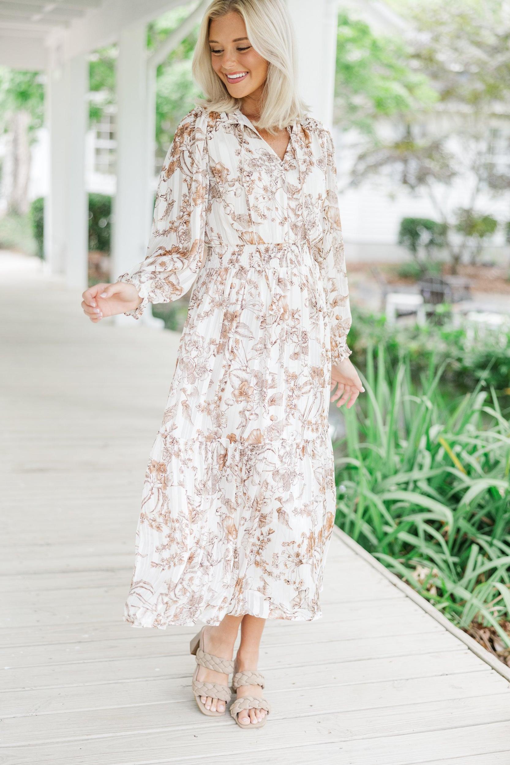 Finally Found You Brown Toile Midi Dress Female Product Image