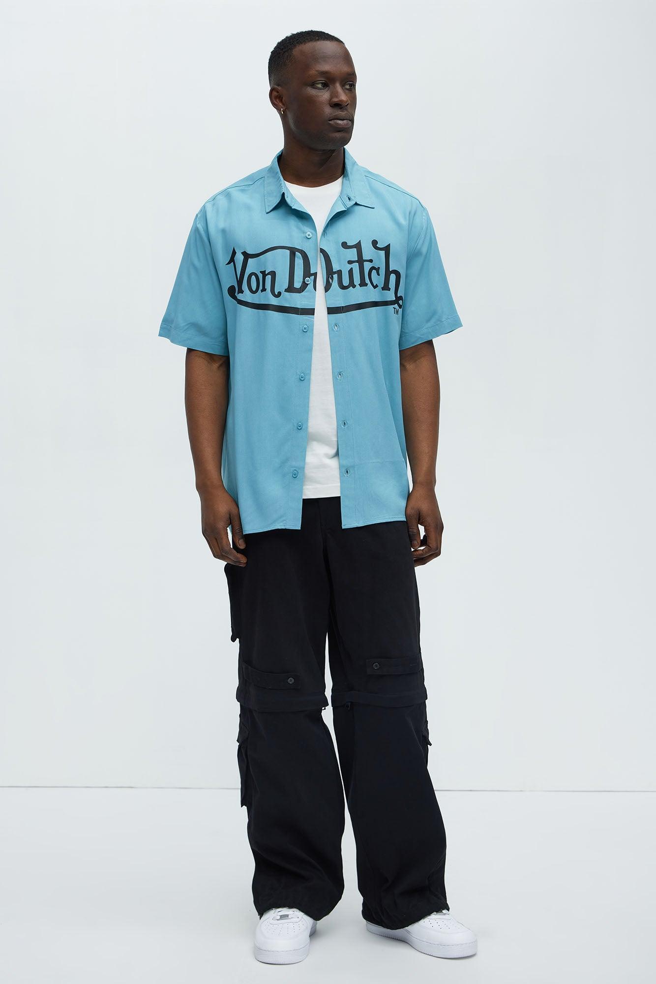 The Legend Von Dutch Short Sleeve Button Up Shirt - Blue Product Image