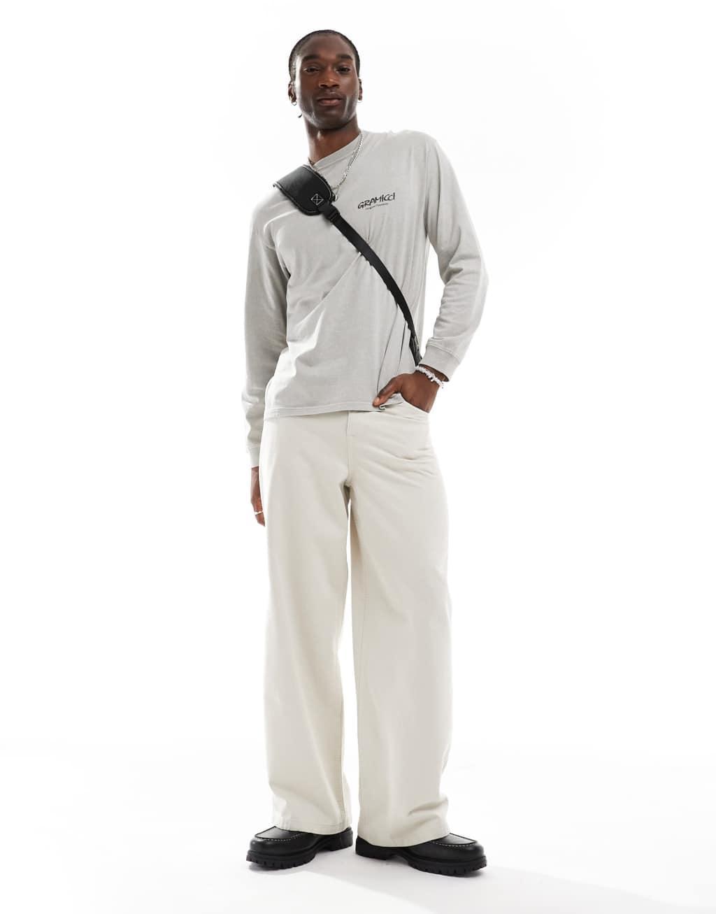 Gramicci original freedom graphic long sleeve t-shirt in pigment sage Product Image