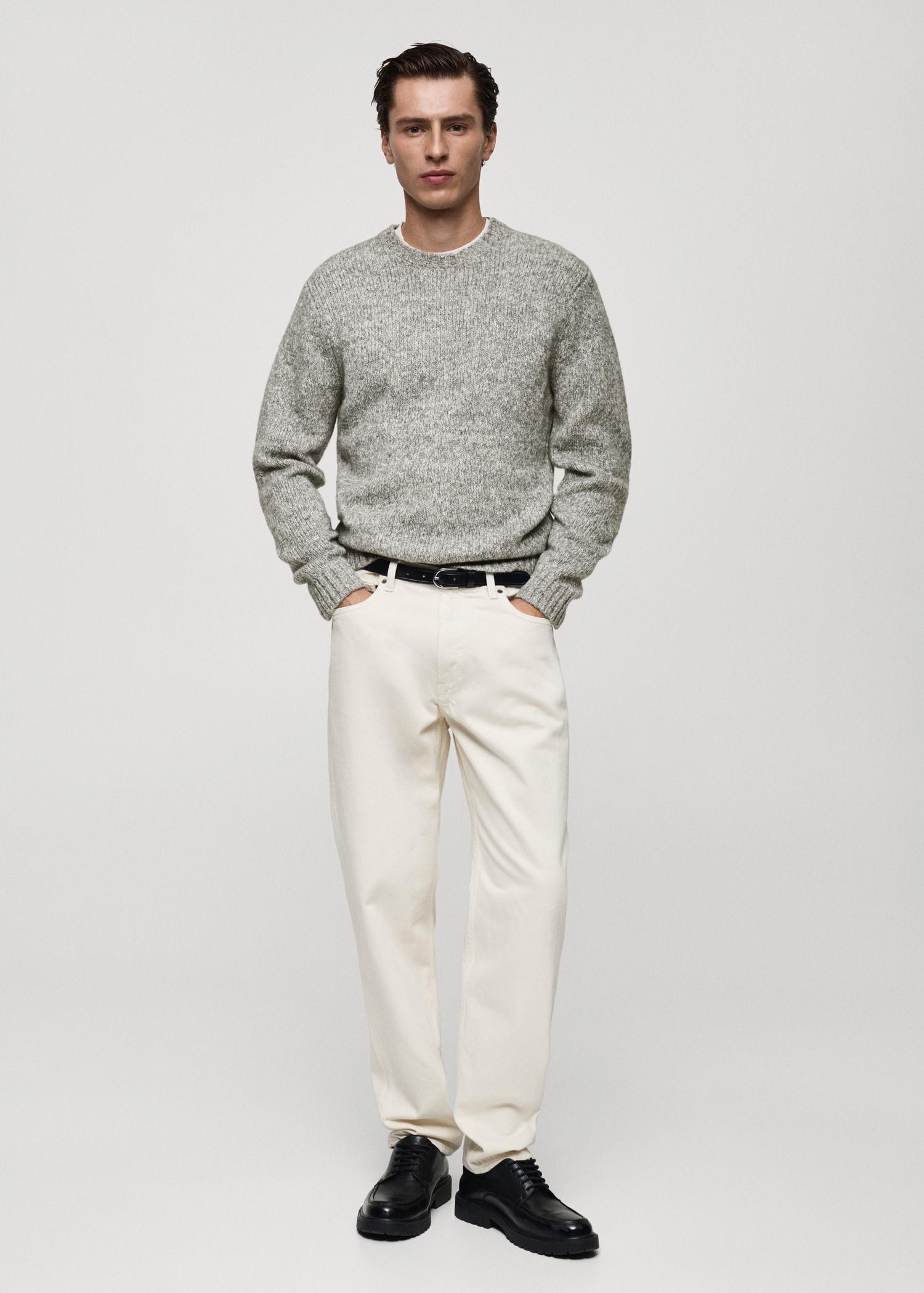 Fleece and cotton sweater - Men | MANGO USA Product Image