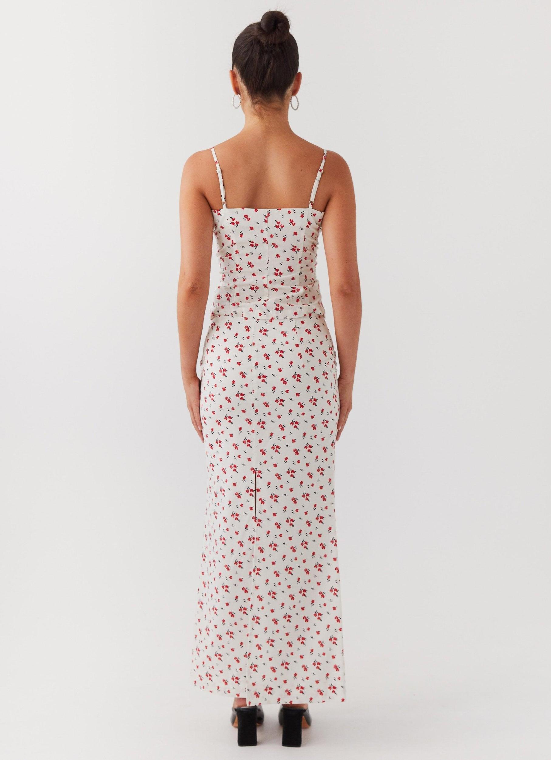 Ariana Linen Maxi Skirt - Poppy Floral Product Image
