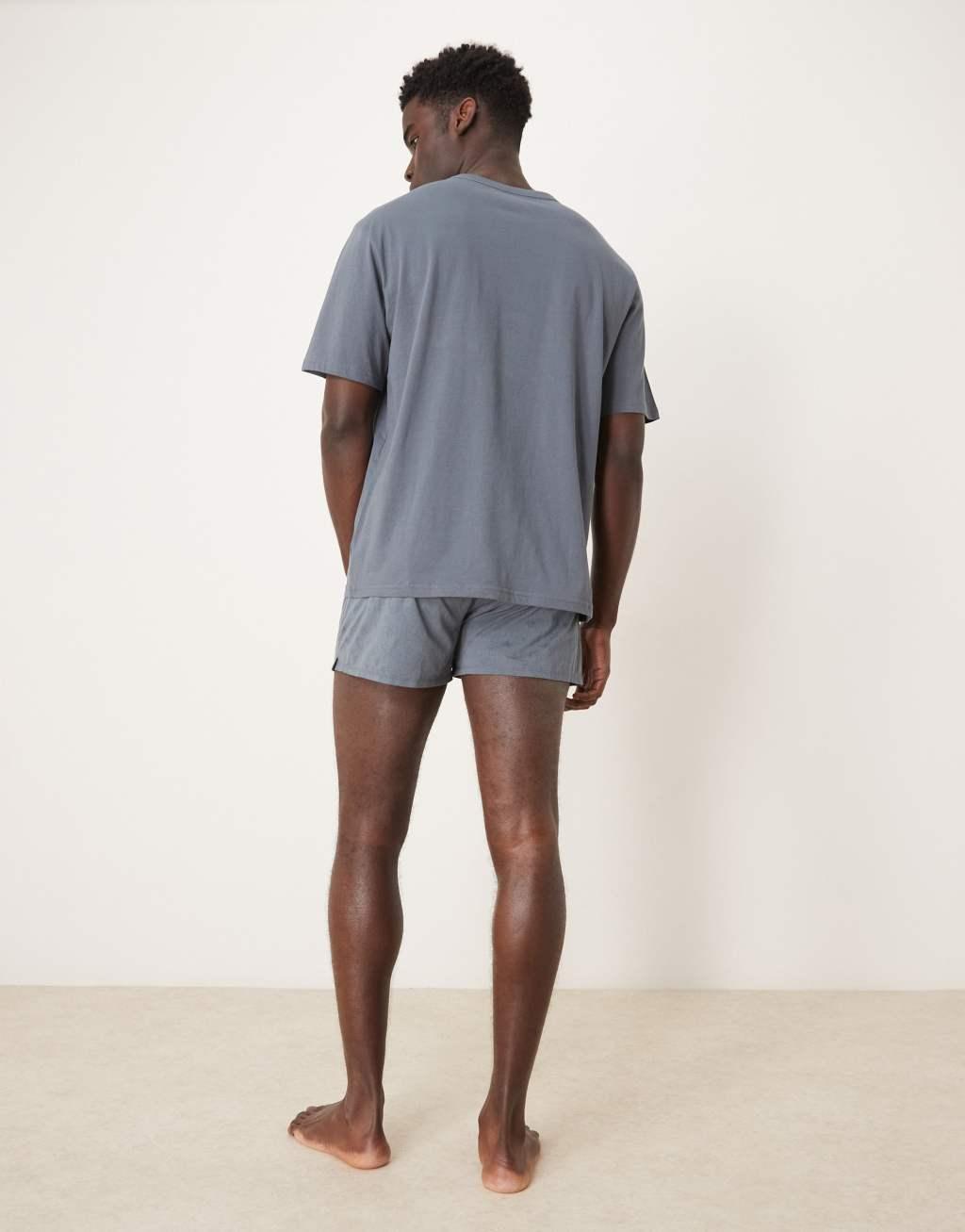 Calvin Klein Modern Cotton t-shirt/boxer lounge set in blue gray Product Image