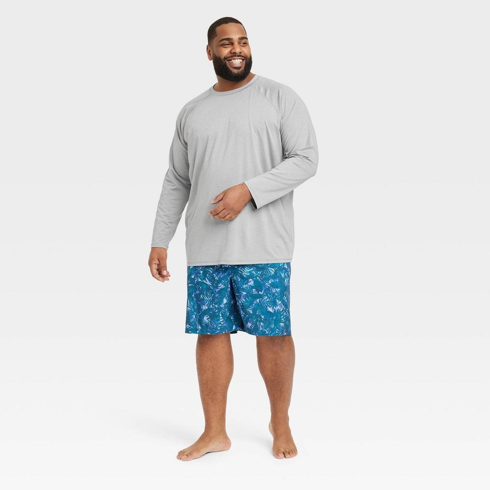 Men's Big & Tall Long Sleeve Rash Guard Swim Shirt - Goodfellow & Co™ Black 2XL: UPF 50+, Recycled Polyester Product Image