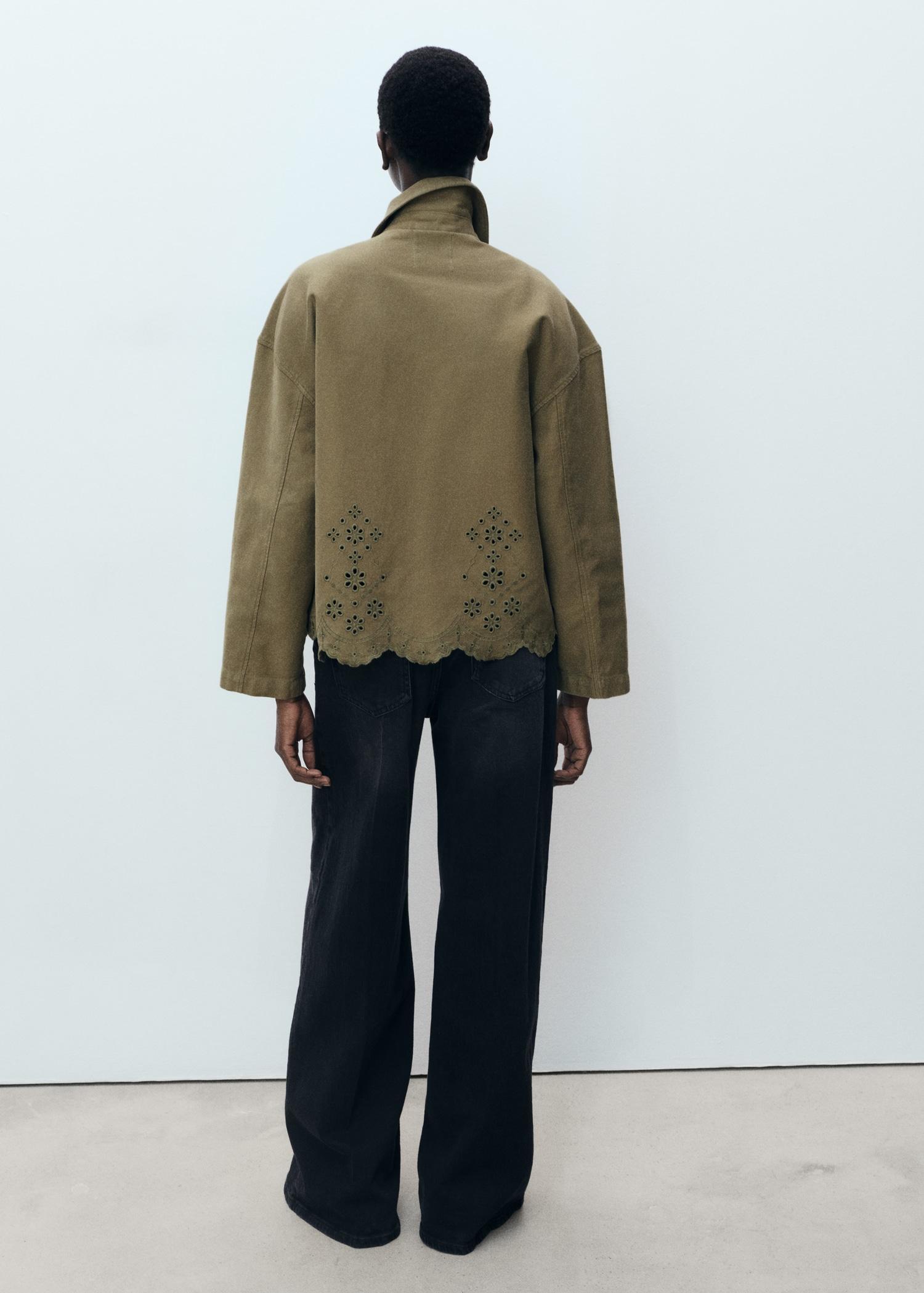 Cotton overshirt with openwork details - Women | MANGO USA Product Image