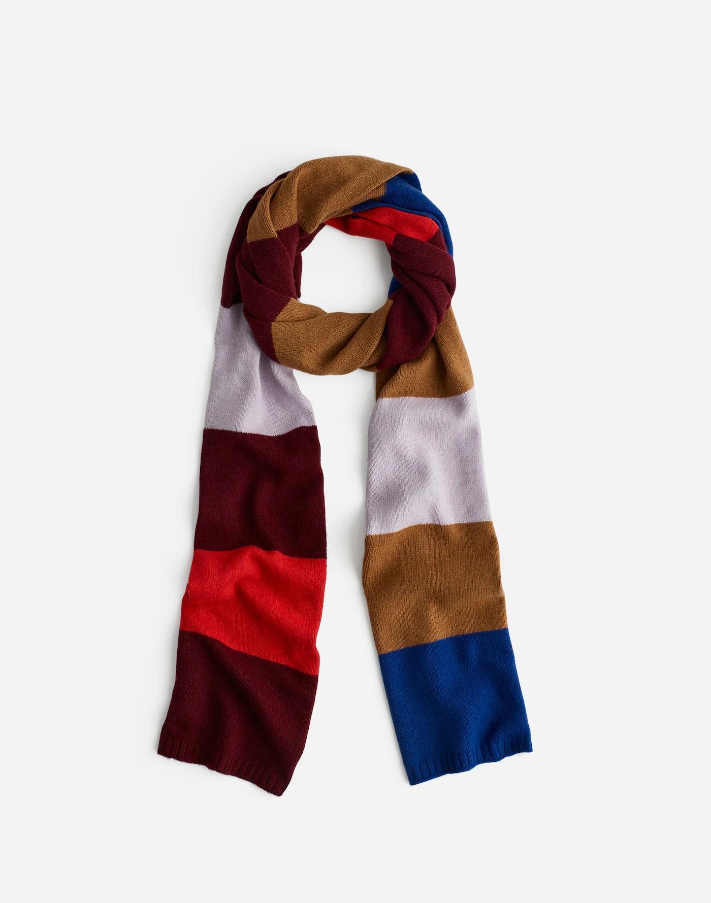 Cashmere-Wool Blend Skinny Scarf in Stripe Product Image