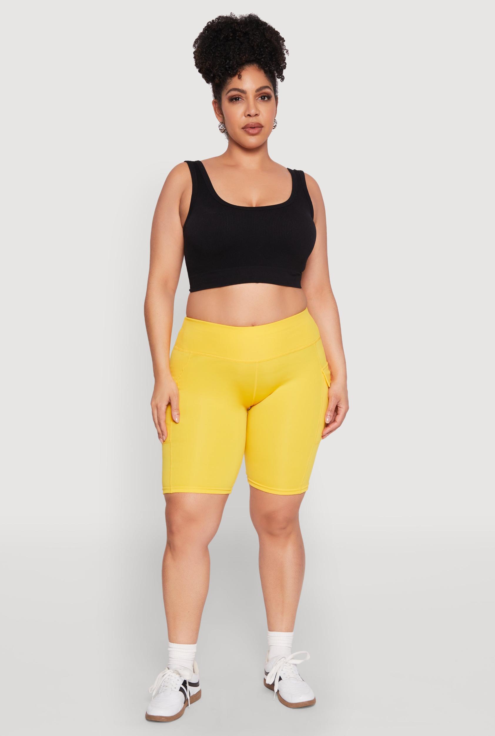Womens Plus Size High Waisted Cargo Pocket Biker Shorts Product Image
