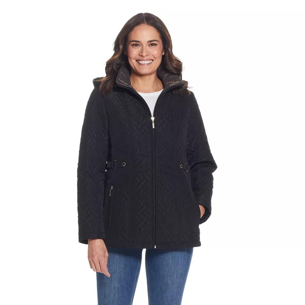 Women's Gallery Hooded Quilt Jacket, Size: Large, Black Product Image