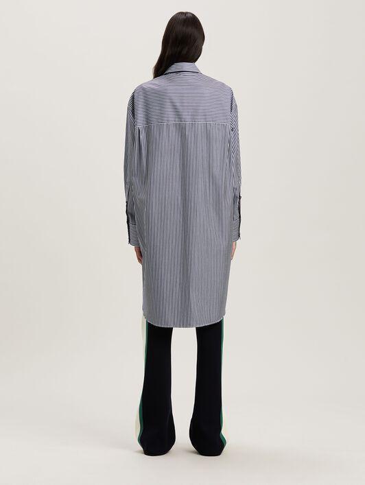 CURVED LOGO STRIPE SHIRTDRESS NAVY BLUE Product Image