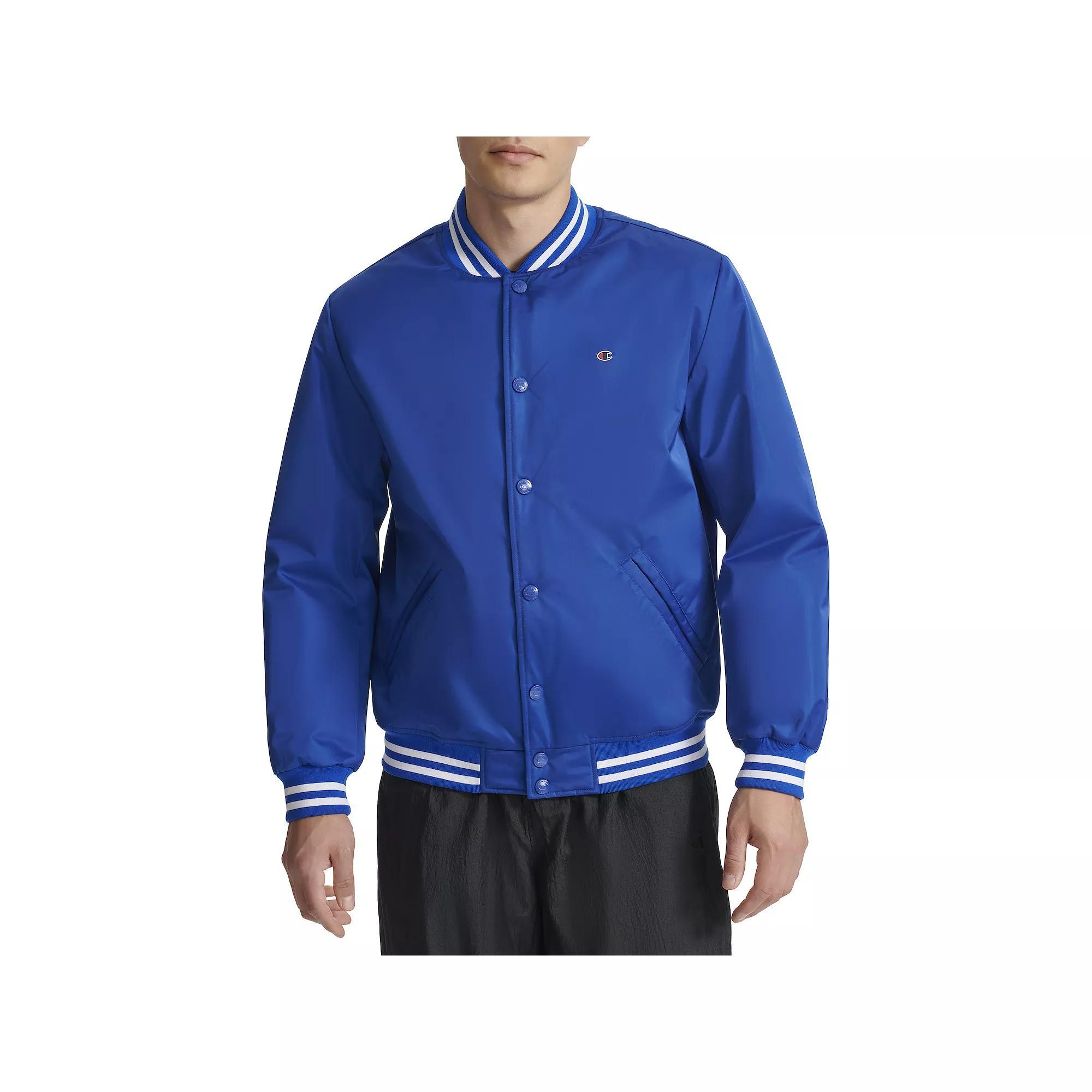 Men's Champion® Classic Varsity Bomber Jacket with Quilted Lining, Size: Large, Black Product Image