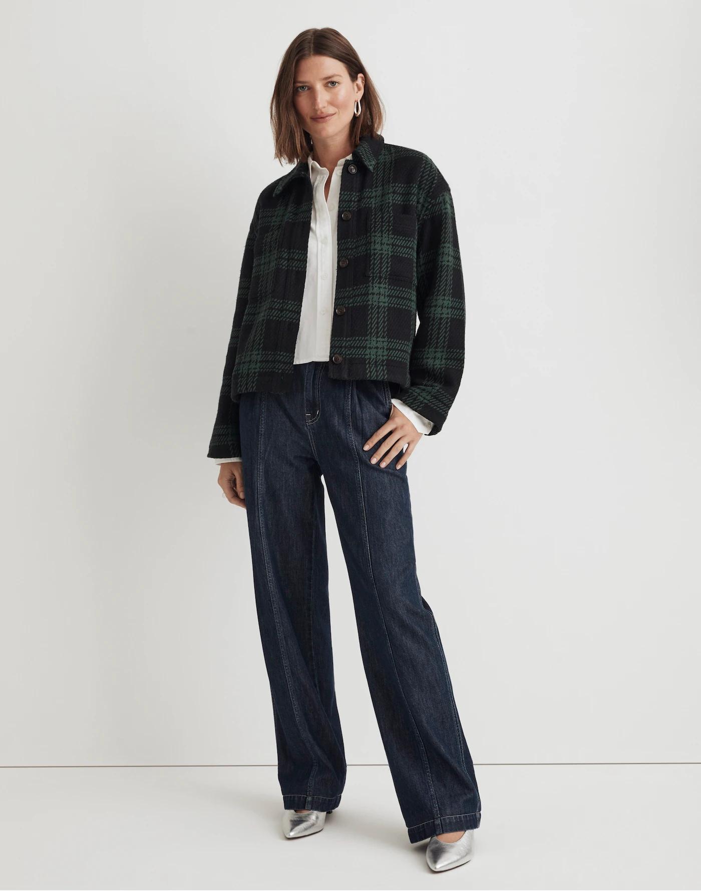 Flannel Boxy Shirt-Jacket in Plaid Product Image