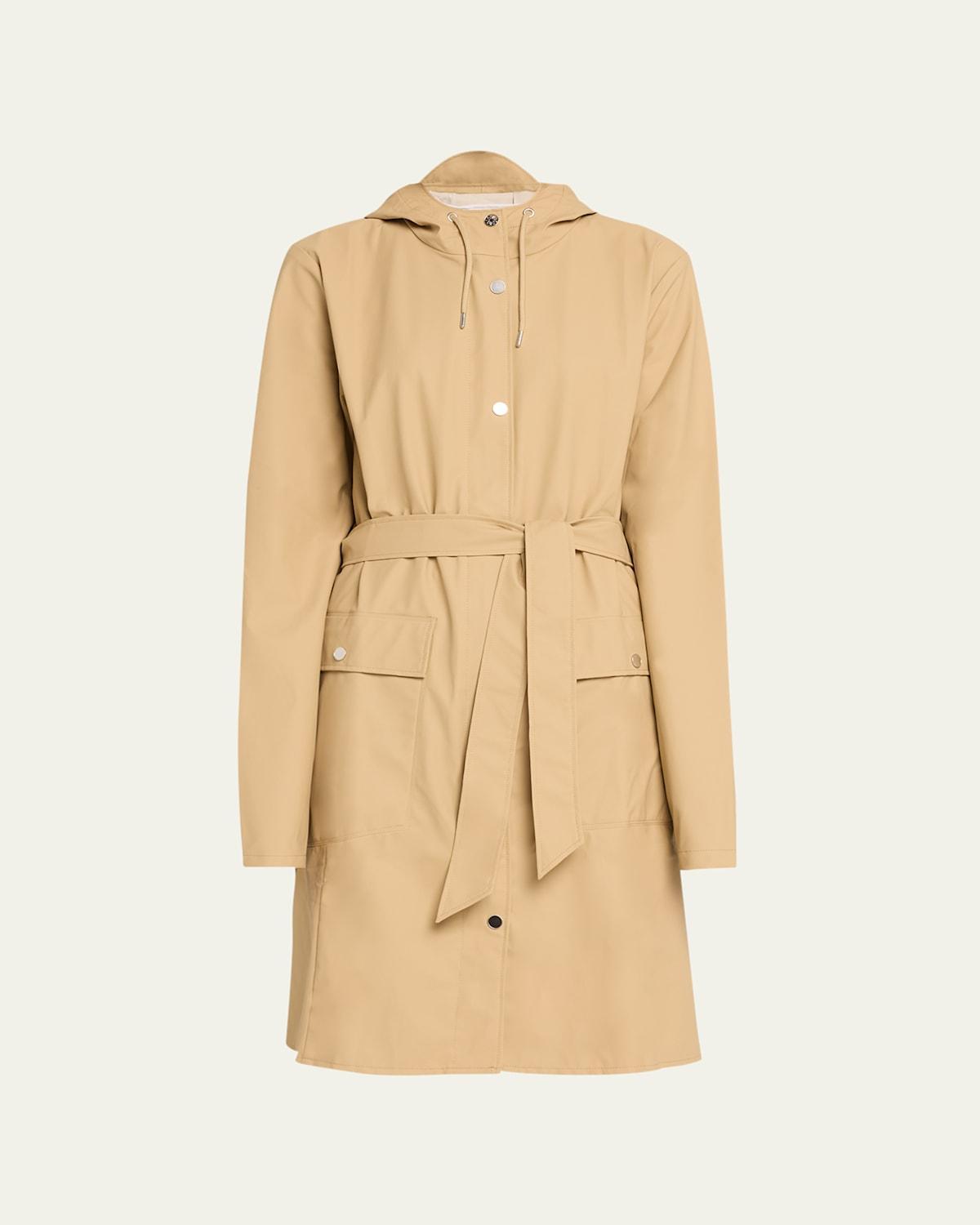 Curve Belted Trench Coat with Drawstring Hood Product Image